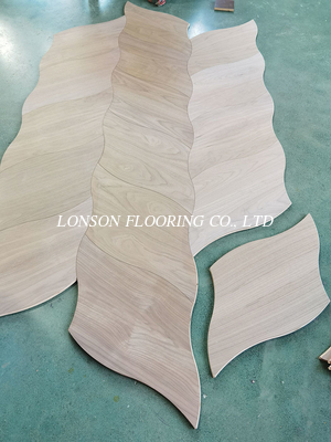 Modular Geometric Wood Flooring--Leaf Shaped Walnut Parquet Flooring