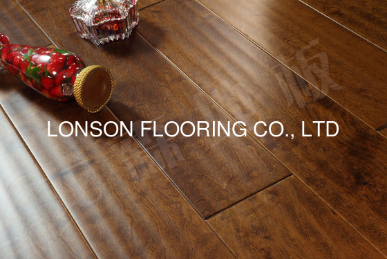 Quality handscraped Birch wood flooring, both solid & engineered flooring available, economic wood floor factory
