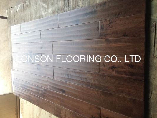 quality rustic Solid Birch Hardwood Flooring., stained and matt finishing, handscraped and chatter surface factory
