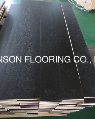 Quality fully black color oak multi layers wood flooring, brushed surface factory