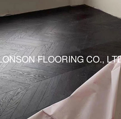 Quality Cool Black Oak Chevron Parquet Engineered Wood Flooring factory