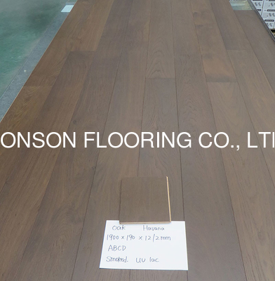 quality 1900x90x12mm, 2mm top veneer, Dark Brown Oak Multi Ply Engineered Hardwood Flooring, Smoked, Brushed, UV lac Havana factory