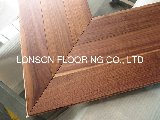 Quality American walnut Chevron parquet engineered wood flooring; Chevron in American Walnut wood flooring factory