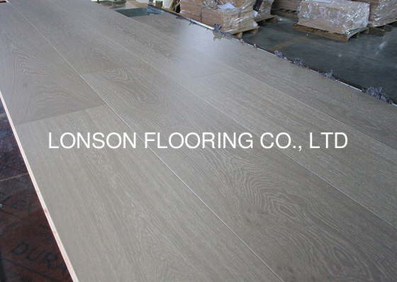 quality slight Brush, UV lacquer Selected ABC Grade Euro Oak Engineered Wood Flooring, 300MM Wide, Color Grey Wood factory