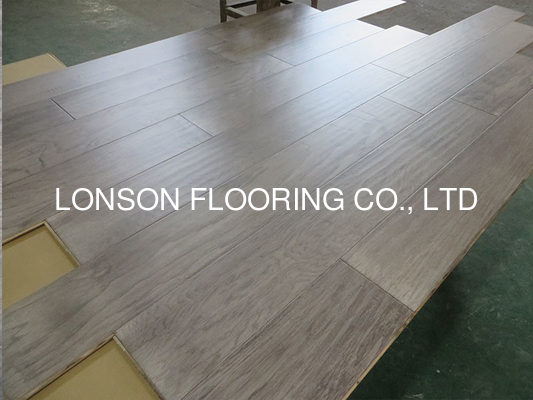 quality distressed hickory engineered wood flooring with gray stained factory