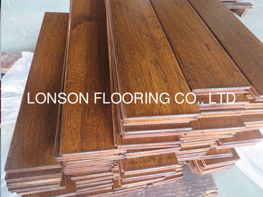 Quality solid American hickory hardwood flooring with distressed finishings factory