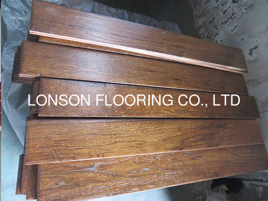 Quality solid American hickory hardwood flooring with distressed finishings factory