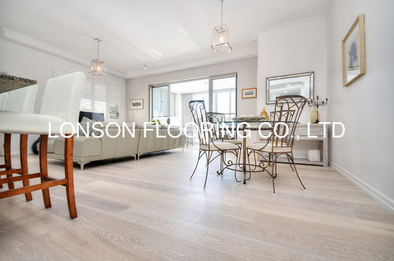 Quality Russian White Oak White Limed Engineered Wood Flooring, Brushed, Beach Cottage Color, Popular Color Floors factory