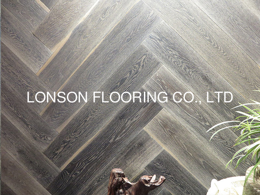 Quality white oak herringbone wood flooring, Oak fishbone Engineered Wood Flooring factory