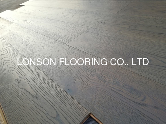 Quality Character Grade European Oak engineered wood flooring with gray stained factory