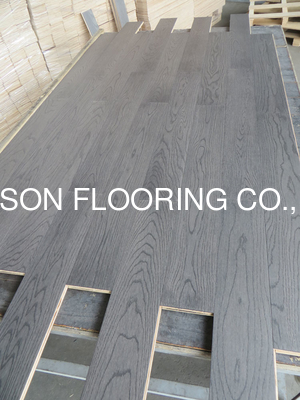 Dark Grey Oak Engineered wood Flooring, Prime AB Grade & Brushed Finishing