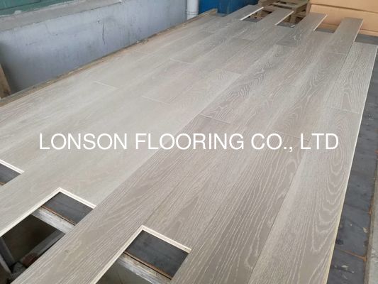 Quality Light Grey Washed Russian Oak Engineered Hardwood Flooring Premium AB Grade factory