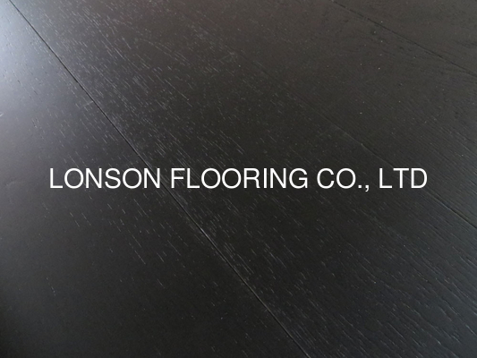 Quality fully black color oak multi layers wood flooring, brushed surface factory