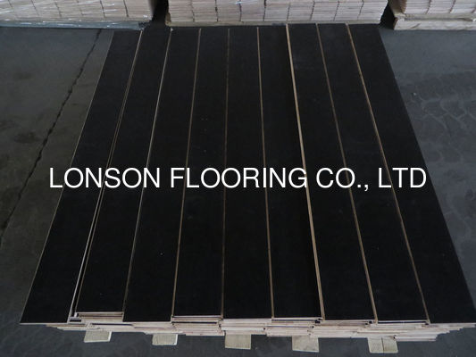 Quality fully black color oak multi layers wood flooring, brushed surface factory