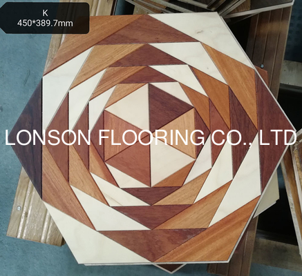 Quality Hexagon wood engineered parquet flooring with different styles and mixed woods factory