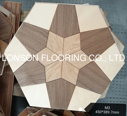 Quality Hexagon wood engineered parquet flooring with different styles and mixed woods factory