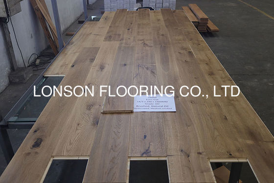 Quality 3-Layer European Engineered Oak Flooring 1900x190mm Handscraped Smoked factory