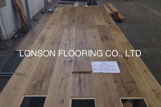 Quality 3-Layer European Engineered Oak Flooring 1900x190mm Handscraped Smoked factory