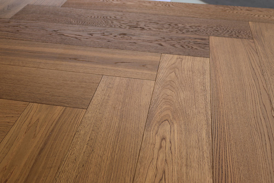quality White Oak Herringbone Engineered Hardwood Flooring, Smoked, UV Oil factory