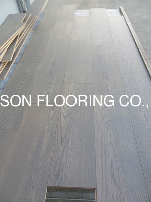 Quality medium grey stained russian oak engineered wood flooring, different grades are available factory