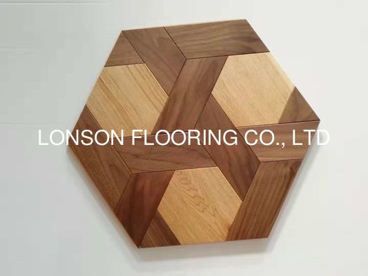 Quality Different Woods Hexagon Parquet Flooring Multi Layers AB Grade factory