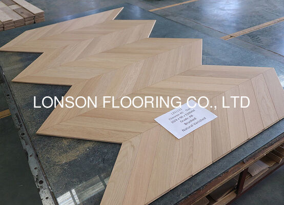 Quality 2 Layers Chevron Oak Engineered Wood Flooring Natural Vanished 510 x 90 x 10/4MM factory