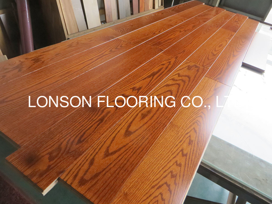quality American Red Oak Solid Wood Flooring, smooth surface with red stained factory