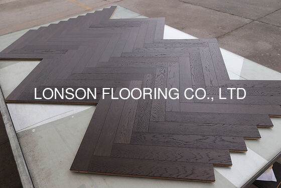 Quality Dark Brown Oak Engineered Wood Flooring, Herringbone Parquet, 600 x 90MM factory