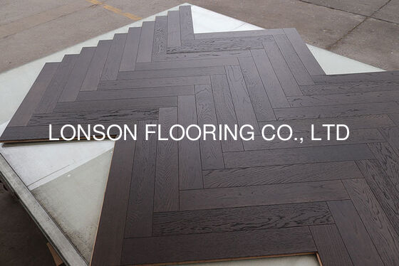 Quality Dark Brown Oak Engineered Wood Flooring, Herringbone Parquet, 600 x 90MM factory