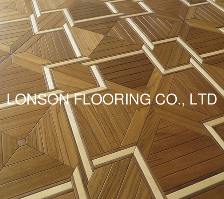 Quality Art Parquetry tiles in teak/walnut and birch engineered wood flooring to USA factory