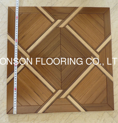 Quality Art Parquetry tiles in teak/walnut and birch engineered wood flooring to USA factory