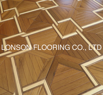 Art Parquetry tiles in teak/walnut and birch engineered wood flooring to USA