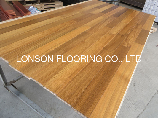Quality Jointed 2230mm Myanmar Teak Engineered Parquet Flooring, Natural Color And Semi Gloss factory