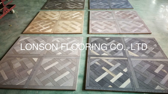 Quality French Oak Versailles Parquetry wood flooring with different finishing and stains factory