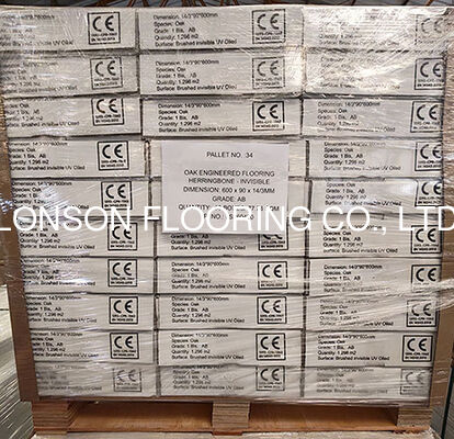Quality Prime Herringbone Oak Engineered Wood Flooring, Invisible Oil, 600 x 90MM factory