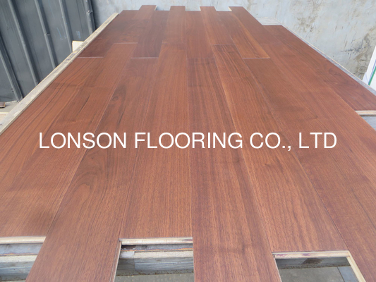 stained American Walnut engineered hardwood flooring with click joint to India