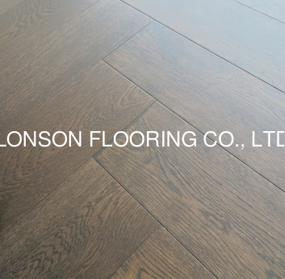 Quality dark stained White Oak  herringbone/fishbone engineered wood flooring factory