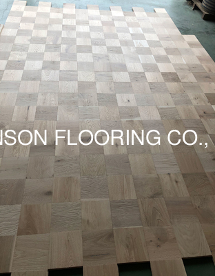 Quality mosaic oak parquet flooring, unfinished, embossed, character ABCD grade factory