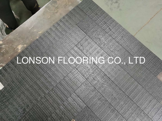 Quality Black Oak Herringbone Parquet Flooring with saw mark and brush surface factory