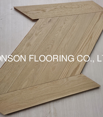 Quality Invisible Lacquered Natural Oak Chevron Parquet Flooring to France factory