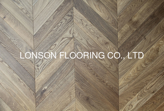 quality Dark Smoked & Wax Oiled Chevron Oak Engineered Flooring Parquet to Euro factory
