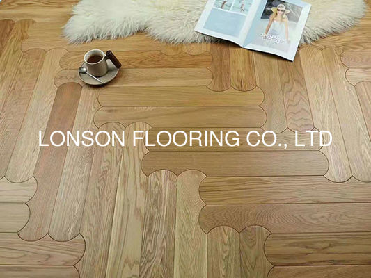 Quality Brushed Shaped Parquet Curved Herringbone Oak Flooring with Natural Lacquer factory
